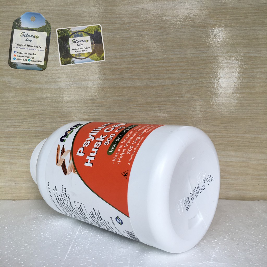 Bột Vỏ Hạt Mã Đề Psyllium Husk Caps Now Foods - Bổ Sung Chất Xơ - Dạng Viên - 500 viên | Thế Giới Skin Care