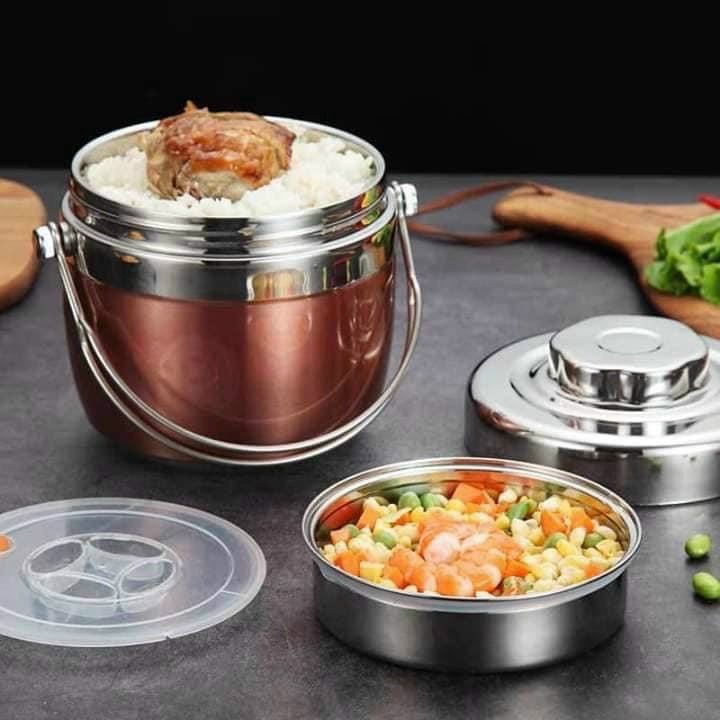 Cặp lồng inox giữ nhiệt inox dung tích 1,3 lít thiết kế 2 tầng  hộp đựng cơm