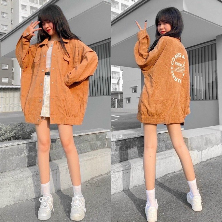 Áo Khoác Nhung Gân Sơmi Jacket in Comes.Again Unisex Form Freesize Siêu Xinh