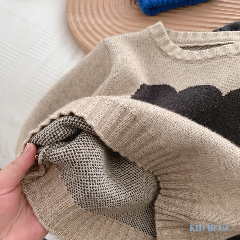Áo Sweater Dệt Kim Tay Dài Cổ Tròn In Hoạt Hình Gấu Dễ Thương Cho Bé Trai