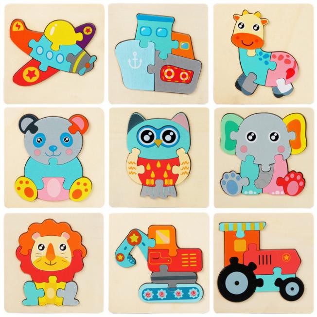 Đồ Chơi Ghép Hình Nổi 3D Bằng Gỗ  Phát Triển Kỹ Năng 12 Loại Cho Bé