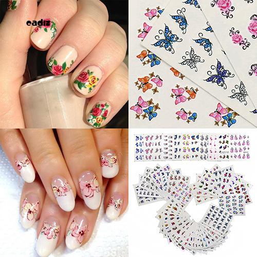 [Hàng mới về] Bộ 50 tờ miếng dán trang trí móng tay nghệ thuật họa tiết 3D nhiều mẫu hỗn hợp thủ công