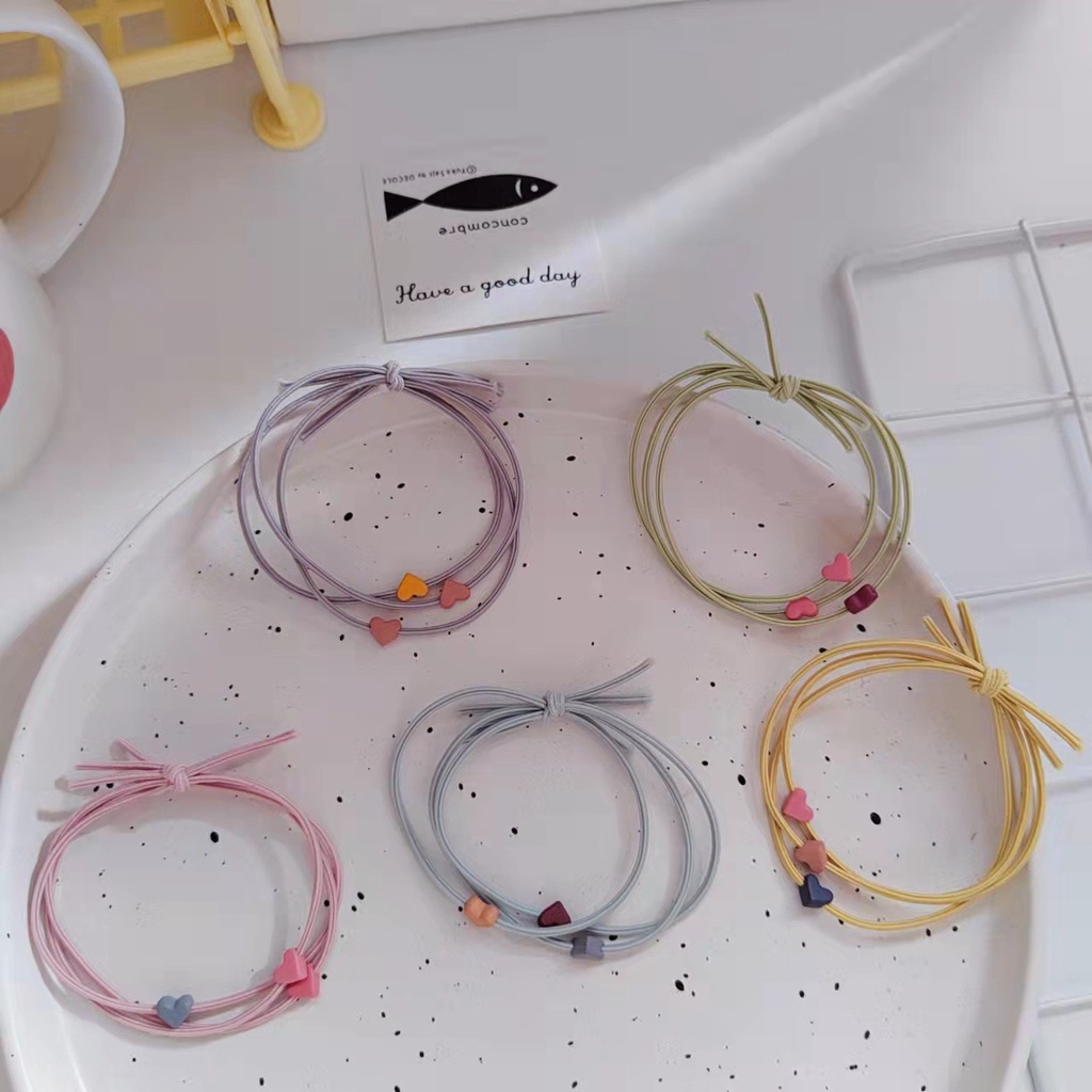 DÂY CỘT TÓC TRÁI TIM NHIỀU MÀU SẮC NHỎ XINH PHONG CÁCH HÀN QUỐC