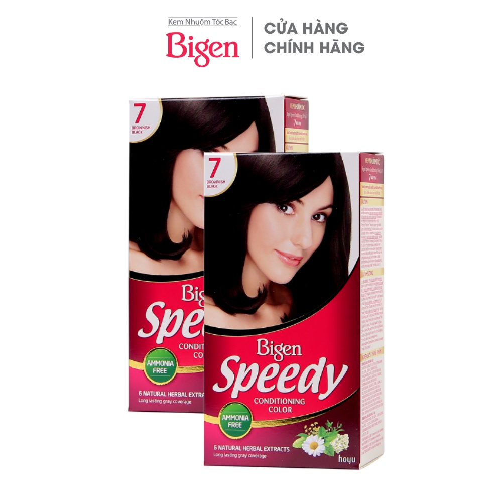 [KHUYẾN MÃI] Combo 2 hộp Thuốc nhuộm tóc phủ bạc dạng kem Bigen Speedy Conditioning Color 80ml