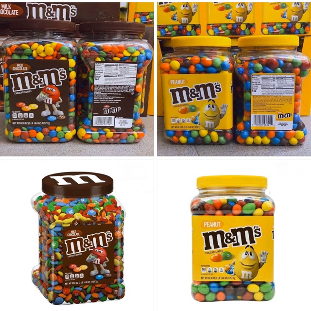 Kẹo Socola M&amp;M loại không nhân &amp; có nhân đậu phộng 1.757kg