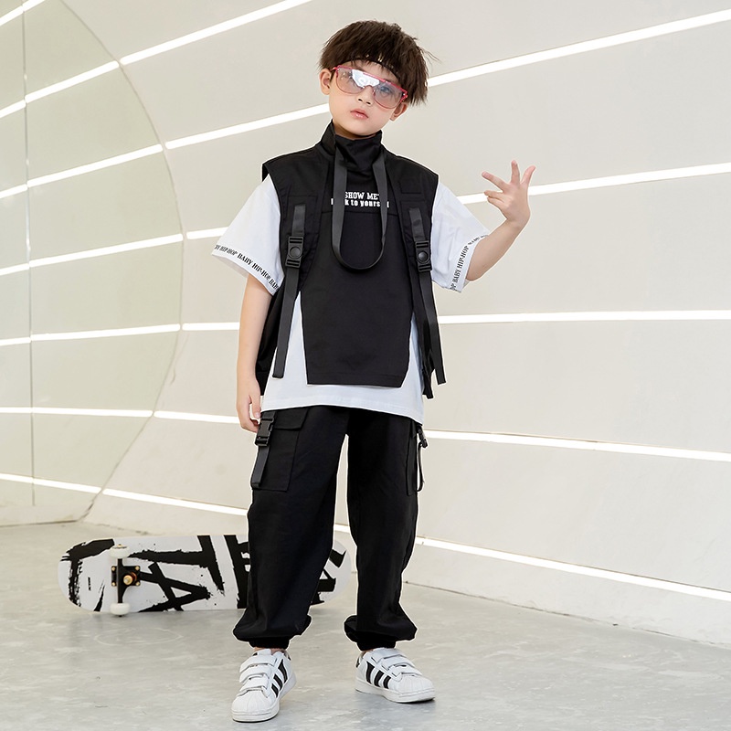 Áo Vest Nhảy Hip-Hop Đường Phố Cá Tính Thời Trang Cho Bé Trai Và Bé Gái Màu Tối A3
