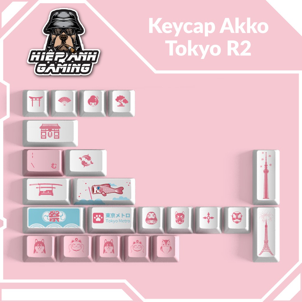 Keycap Akko World Tour Tokyo R2 (PBT Dye-Subbed, OEM profile, 28 nút)