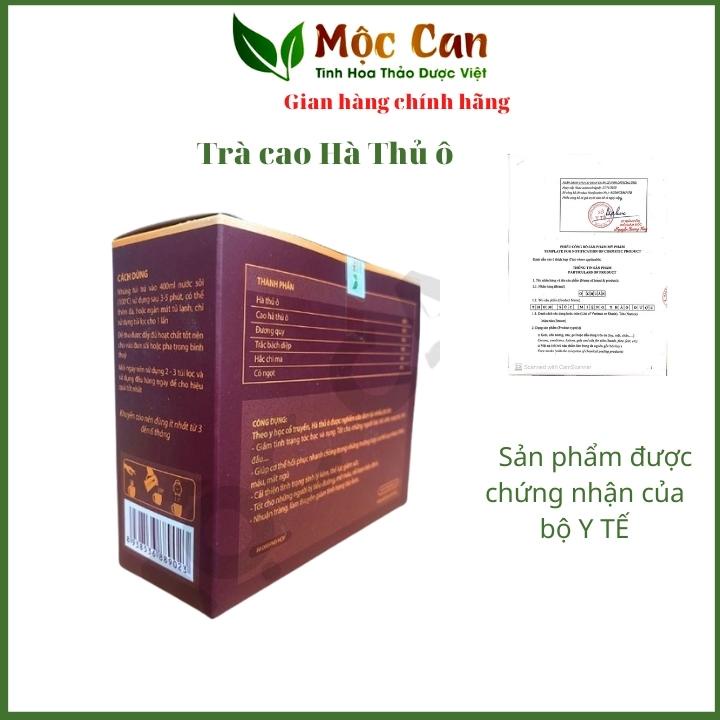 Trà Cao Hà thủ ô kích mọc tóc, cải thiện tóc bạc, giảm rụng tóc, bổ máu, tăng cường sức khỏe Mộc Can hộp 25 túi lọc