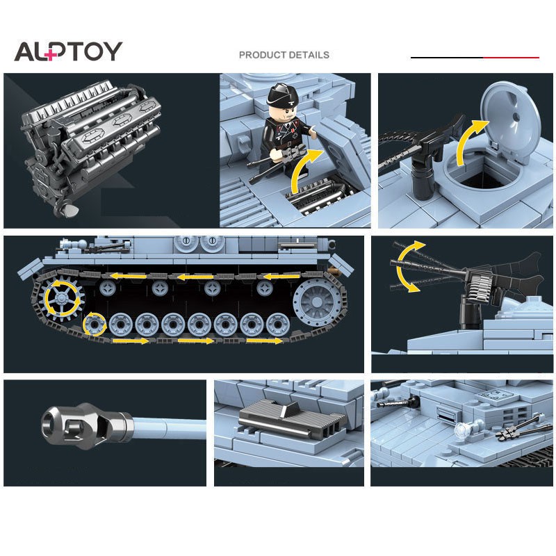 Đồ chơi lắp ráp xếp hình xe tăng quân sự Minifigures phát triển trí tuệ chất liệu cao cấp