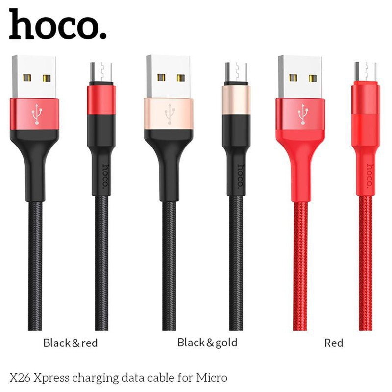 Cáp Sạc Nhanh Hoco X26 1 mét Chân Micro USB/Lighitng/Type C - Bảo Hành 6 tháng Chính Hãng