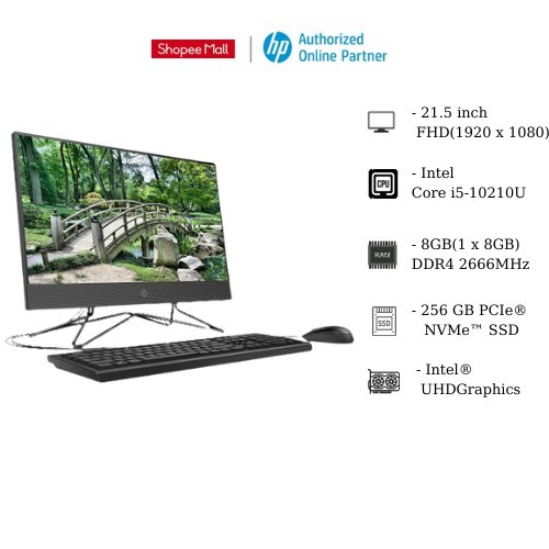 [Mã ELHP15 giảm 10% tối đa 2TR] Máy tính All in One HP 200 Pro G4 2J861PA 21.5Inch Core i5