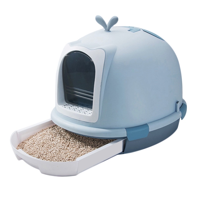 Nhà vệ sinh cá heo ho mèo có ngăn kéo khép kín chống văng cát kèm xẻng nekoshop