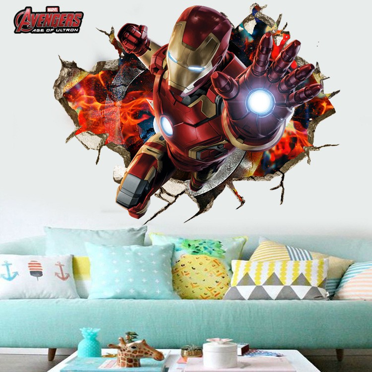 Decal 3D Iron man - Biệt đội siêu anh hùng Marvel - Decal Người sắt