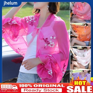 Áo Choàng Đi Biển Chống Nắng Thêu Họa Tiết Hoa Xinh Xắn Cho Nữ
