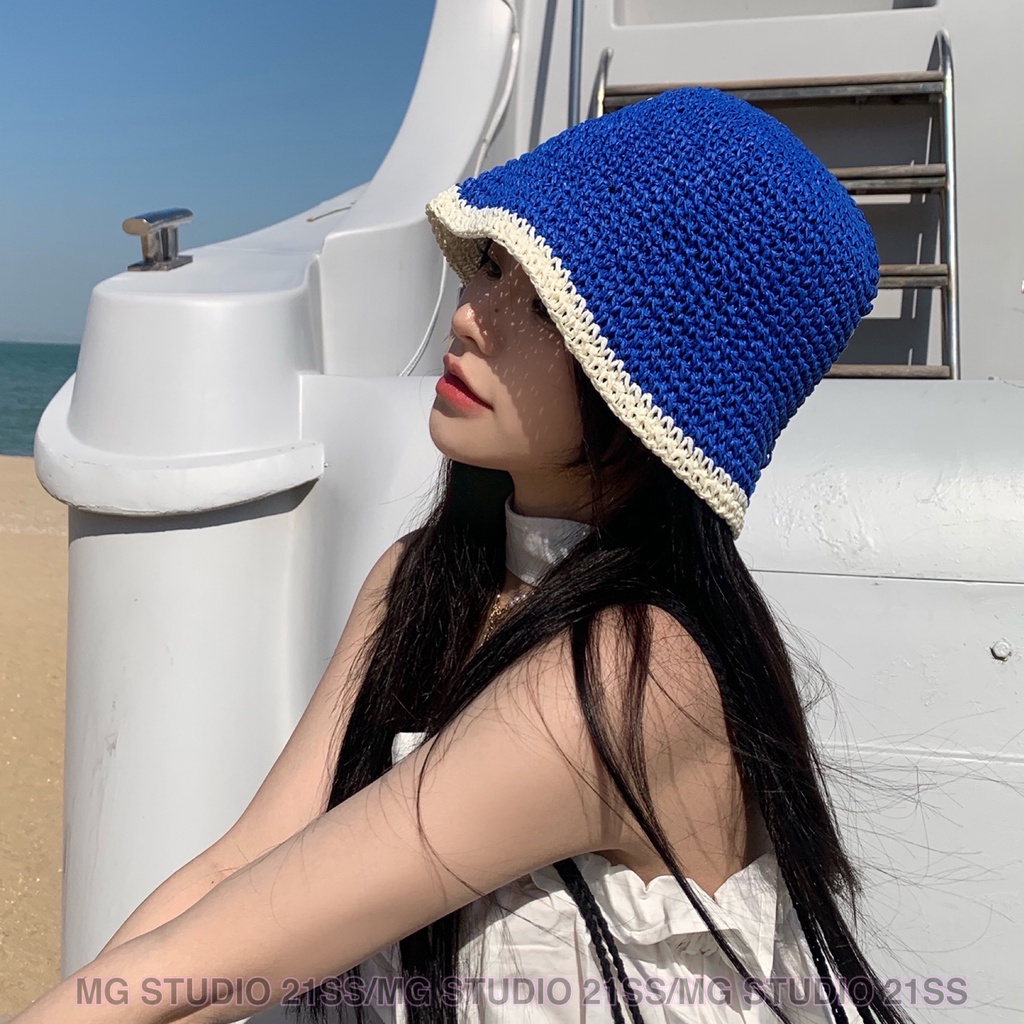 MG STUDIO/summer straw bucket hat
