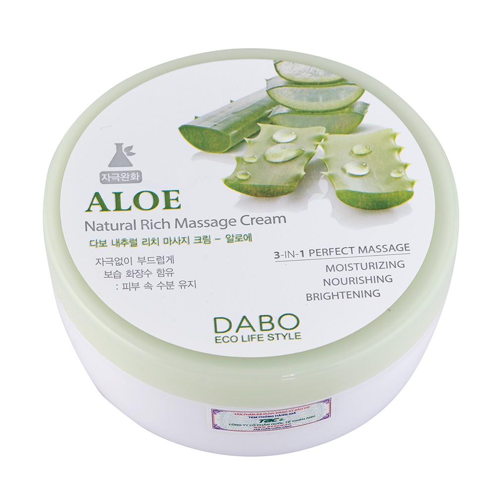 Kem massage mặt và toàn thân làm trắng và tái tạo da Dabo Aloe Natural Cream Hàn Quốc 200ml | BigBuy360 - bigbuy360.vn