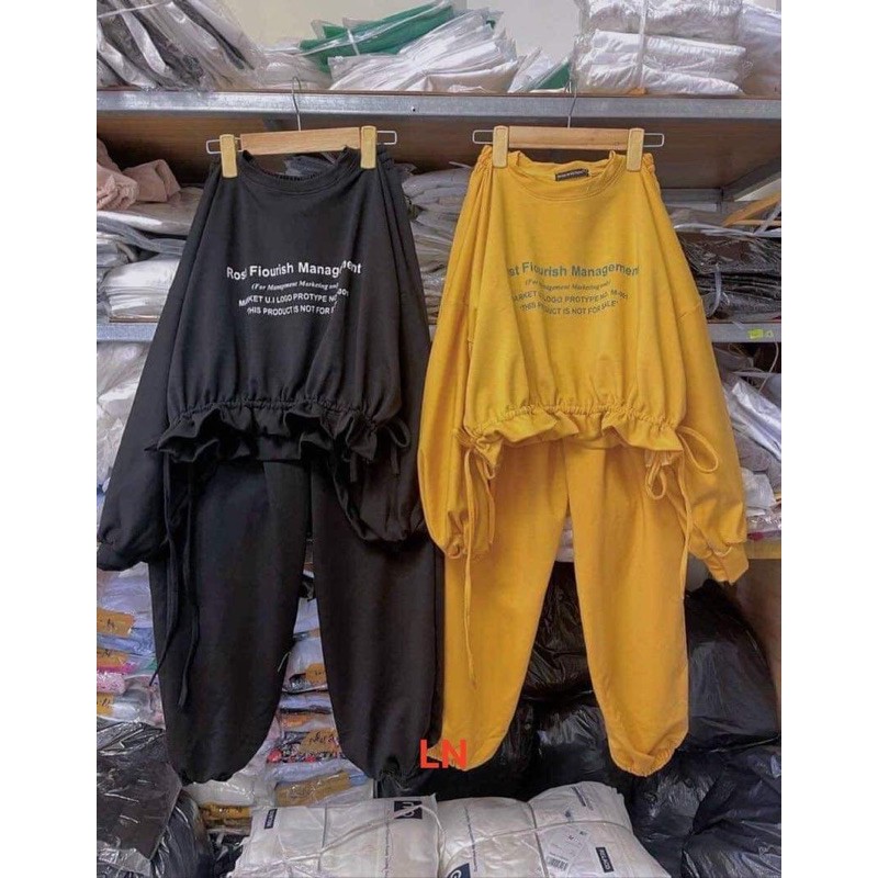 Sét áo croptop rút eo rost+quần bom LN12