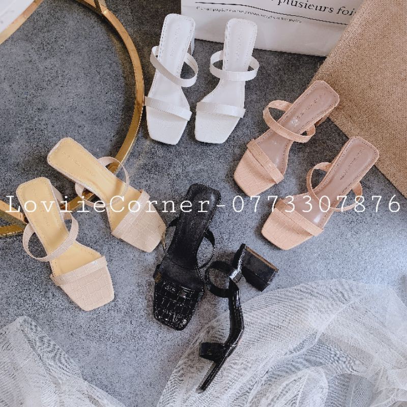 DÉP CAO GÓT NỮ LOVIIECORNER - GUỐC NỮ ĐẾ VUÔNG 3 PHÂN CHẤT DA XỊN D210433