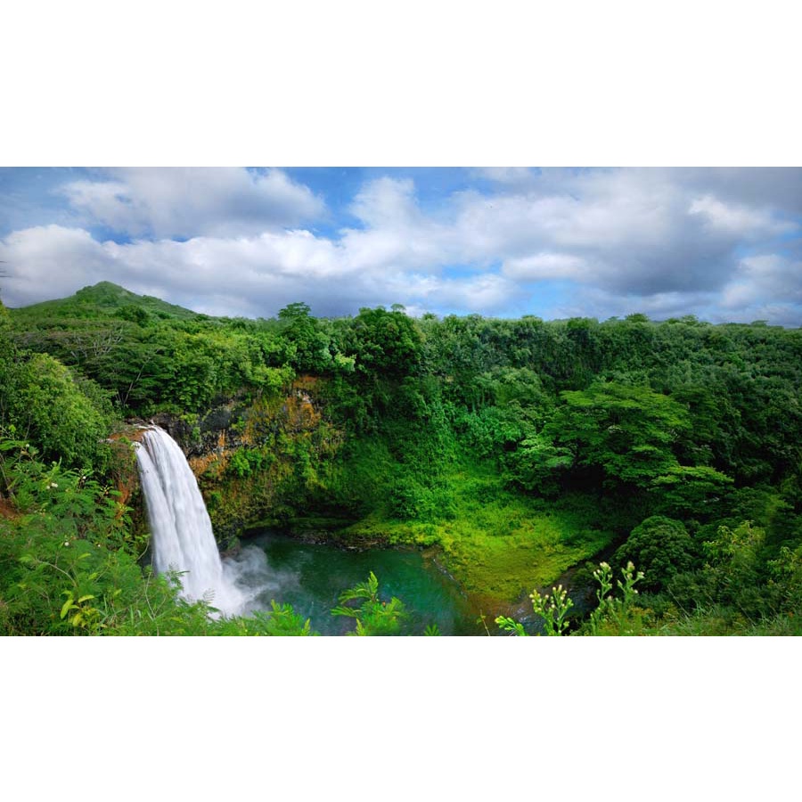 Tranh dán tường 3d thác nước có vẻ đẹp thiên nhiên kỳ vĩ với núi non trập trùng, những bãi biển thiên đường hấp dẫn