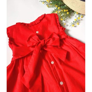 Đầm Smock đỏ cổ tròn