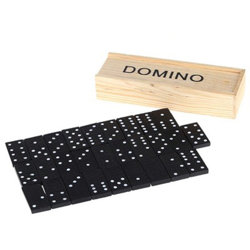 Bộ 28 quân cờ Domino mini kèm hộp gỗ đựng chuyên dùng mang đi du lịch