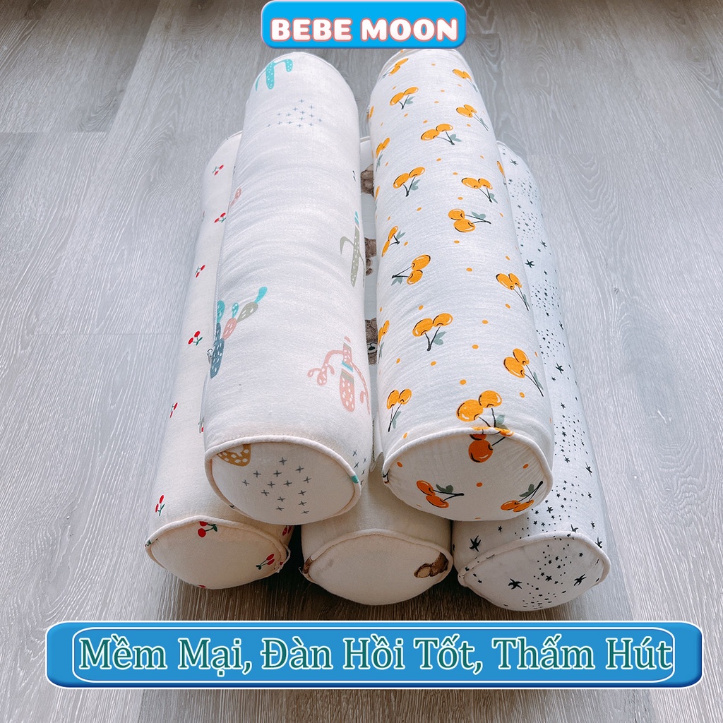 Gối Ôm Cho Bé BeBe Moon Chất Liệu Vải Xô Muslins Ruột Bông Gòn 4D Cao Cấp