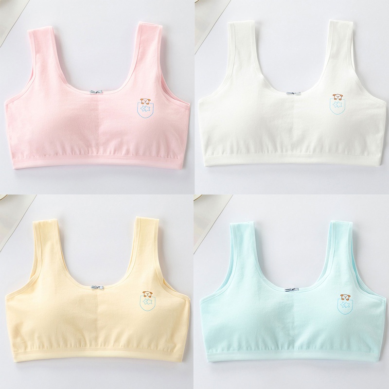 Áo Ngực Cotton Dây Bản Rộng In Họa Tiết Hoạt Hình Động Vật Thắt Nơ Cho Nữ Tuổi Teen
