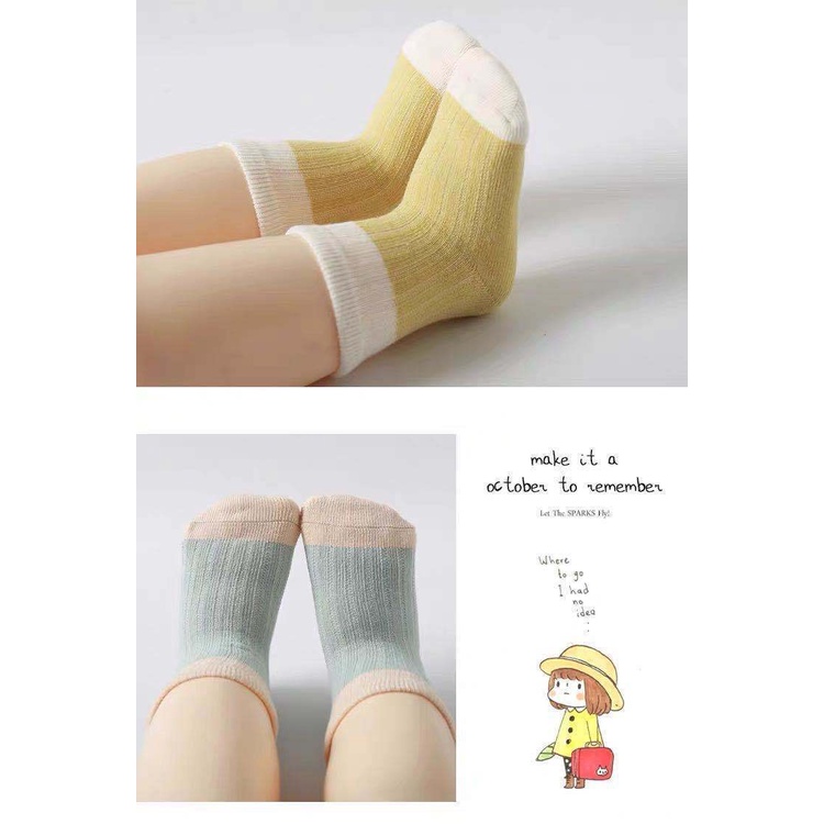 Vớ Sơ Sinh Chống Trượt, Tất Giữ Ấm Cho Trẻ Em, chất cotton dày dặn, cho bé từ 0 tháng đến 3 tuổi V20