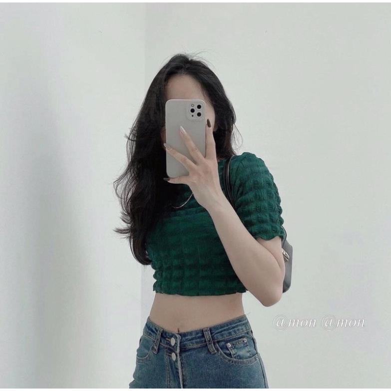 [NEW] Áo Croptop Chất Caro Xốp Nữ  Thun Kiểu Body Cộc Tay( Hàng Sẵn)