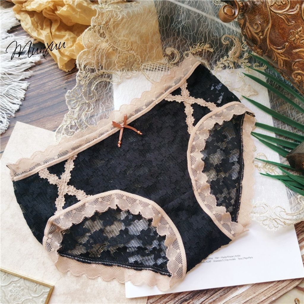 Quần lót ren nữ MUNXUU thêu hoa tinh tế, chất liệu mềm mại kháng khuẩn, màu trung tính ngọt ngào - QC72