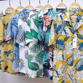 Áo sơ mi đi biển họa tiết hawaii - áo sơ mi chất đũi lạnh siêu mát