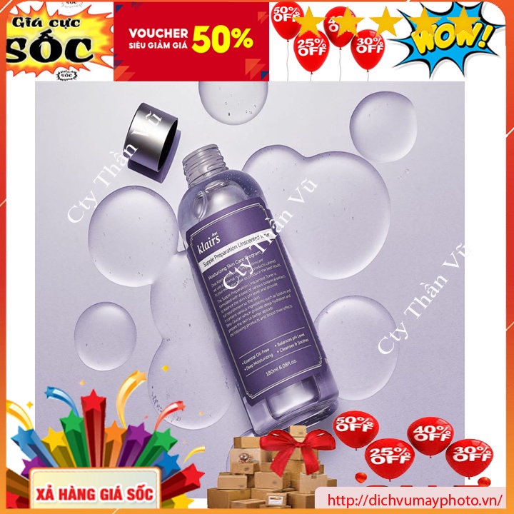 Toner Klairs Supple Preparation Unscented Dung Tích 180ml  Dưỡng Trắng, Cung Cấp Ẩm,Làm Mềm Da Cân Bằng PH  kholinhkien