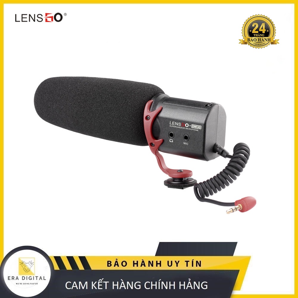 Micro Thu Âm chuyên dụng - LensGo LYM-DM30 - Shotgun Microphone dành cho điện thoại, máy ảnh, máy quay phim - Chính Hãng