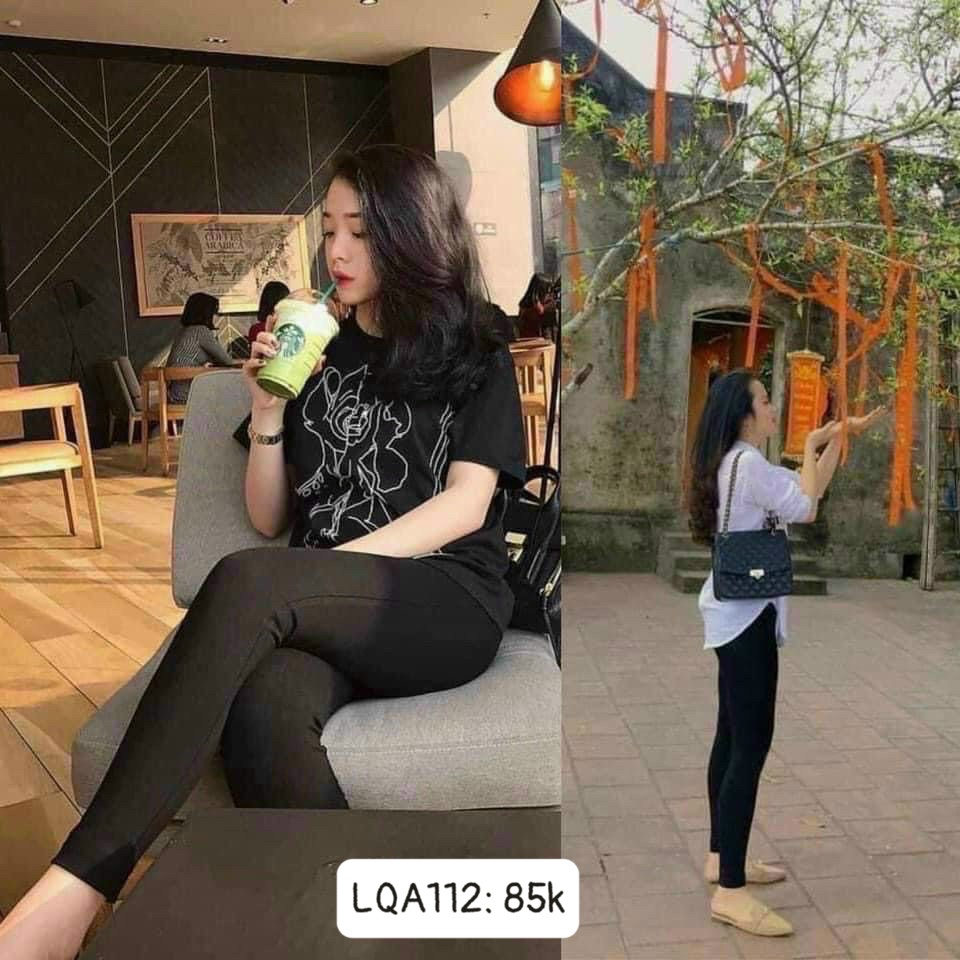 Quần legging nữ dài nâng mông hack dáng chất cotton co giãn tốt CHIBEST LQA112