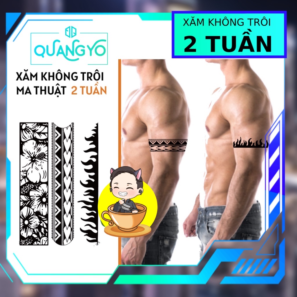 Hình xăm không trôi cuốn cánh tay, quấn cổ tay, tất tay 3 hình, xăm giống Inkaholic không trôi