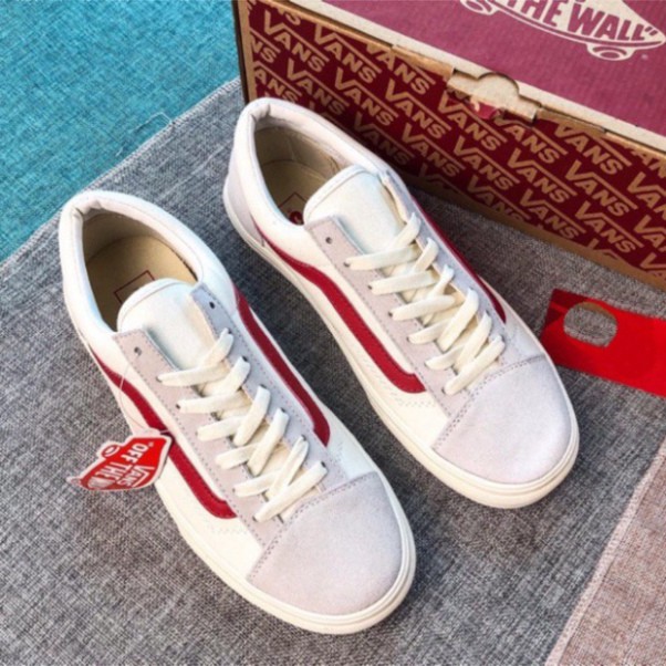 Giày thể thao vns old skool  trắng sóng đỏ da nộn, giày cho  nam và nữ, giày sneker giá rẻ vietmax86 | BigBuy360 - bigbuy360.vn