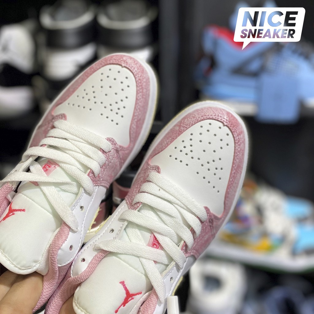 [ Nice Sneaker ] Giày sneaker nữ cổ thấp Jordan 1 low Paint Drip ( hồng sữa ) | Bản 1:1 chuẩn .