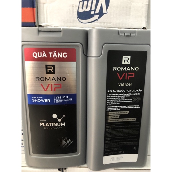 Sữa tắm nước hoa cao cấp romano vip vision with platinum 150gram