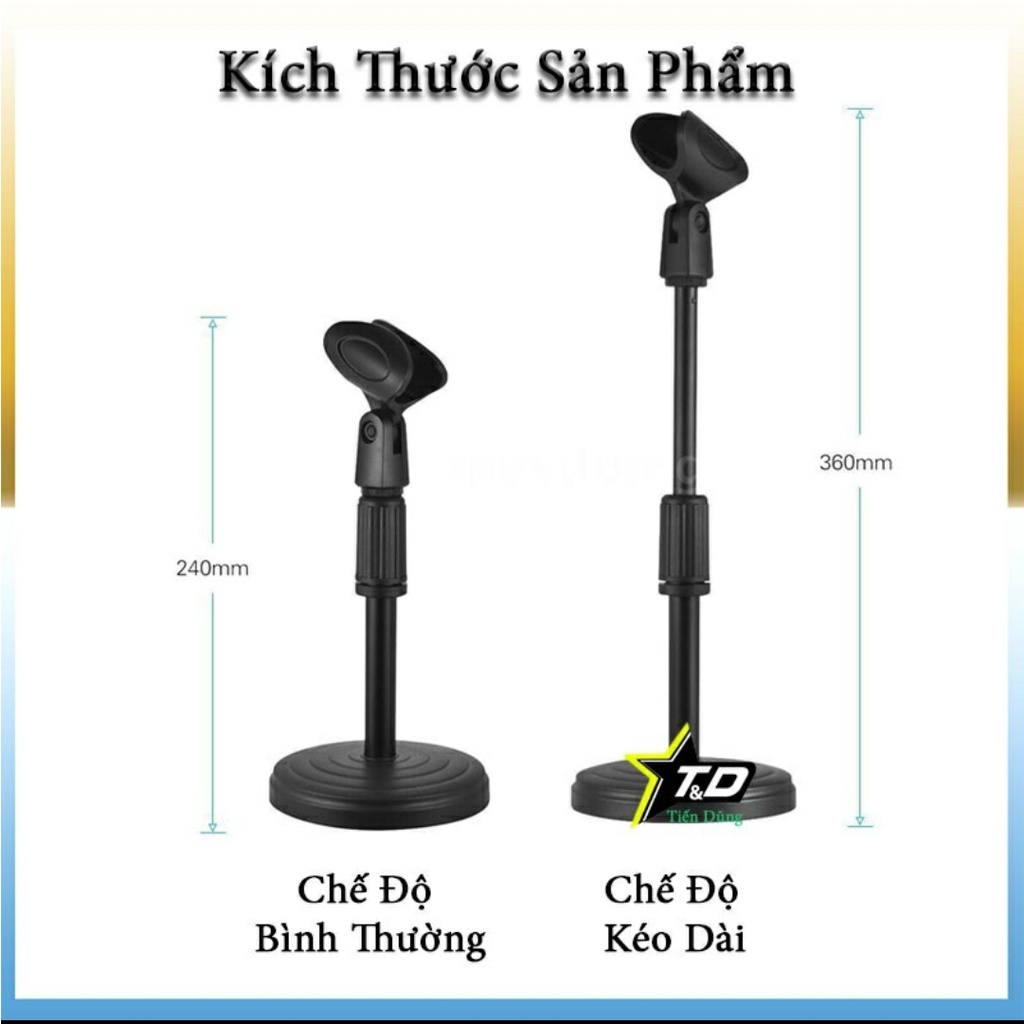 Chân Micro Mini Để Bàn Chắc Chắn - Giá Đỡ Micro Chân Tròn Chuyên Nghiệp Tăng Giảm Chiều Cao Phù Hợp Để Bàn