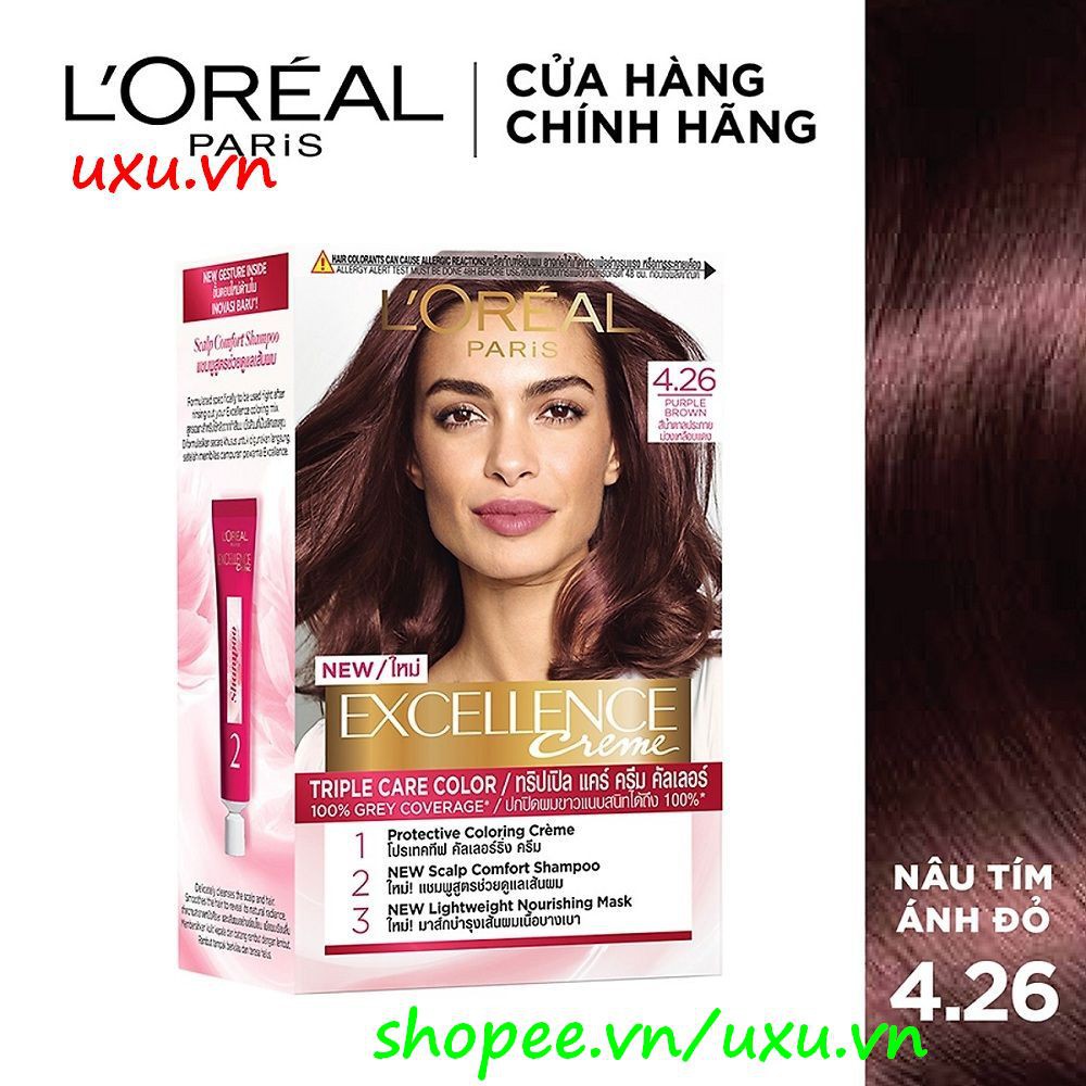 Thuốc Nhuộm Tóc Số 4.26 Nâu Tím Ánh Đỏ Loreal Paris Excellence Cream Dưỡng Tóc, Phủ Bạc, Với uxu.vn Tất Cả Là Chính Hãng