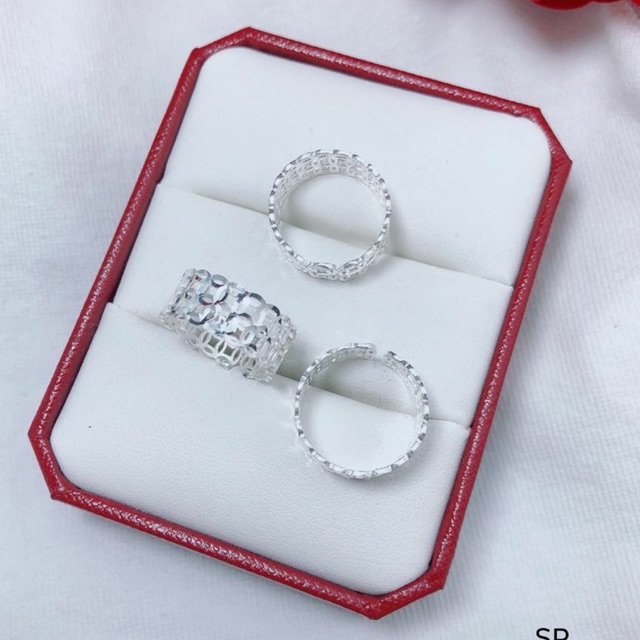 Nhẫn kim tiền kép phay sáng đẹp chuẩn bạc ta bền màu-Nhẫn nữ THJ