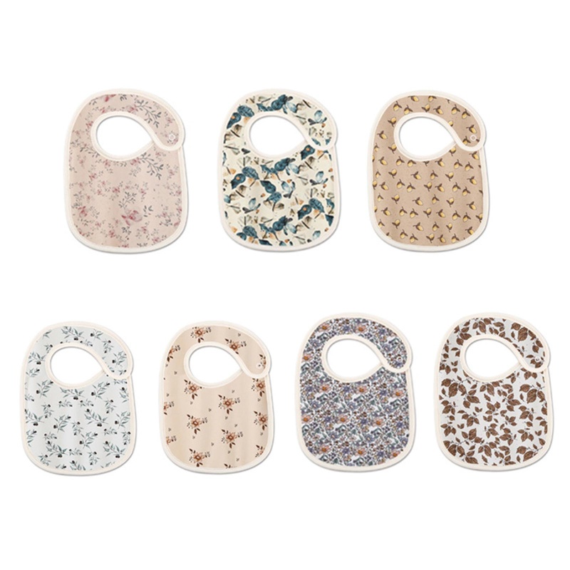 Yếm Ăn Cotton Mềm Mại In Họa Tiết Xinh Xắn Cho Bé Sơ Sinh