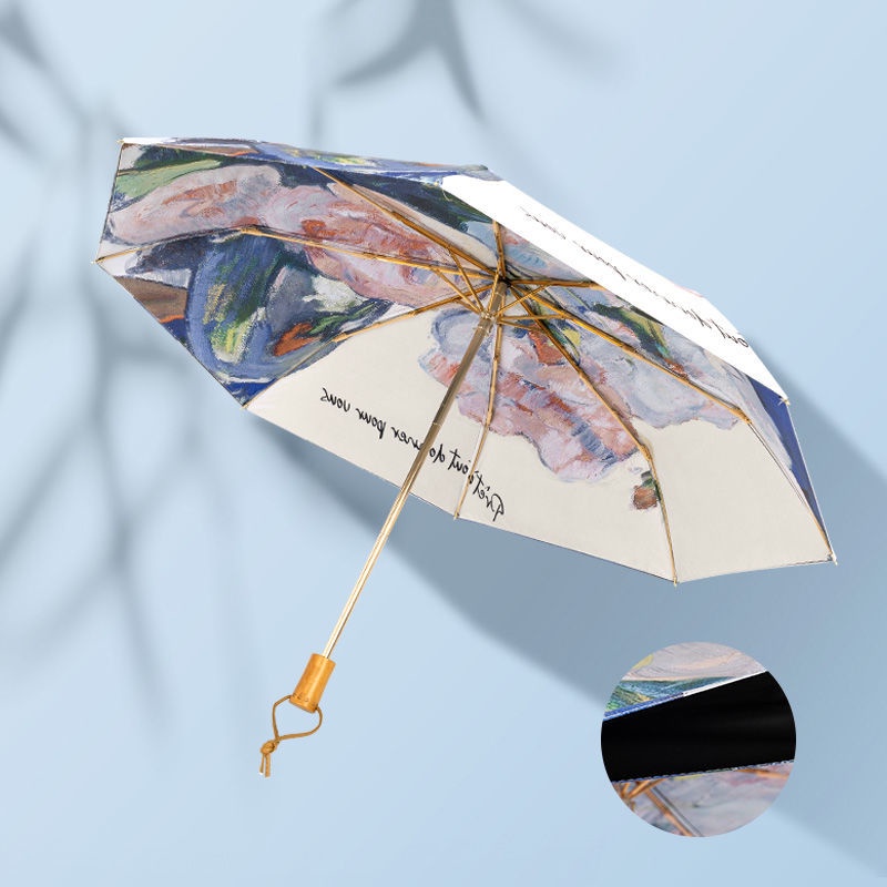 Dù Hai Mặt 50% Siêu Nhẹ Chống Tia Uv Chống Tia Cực Tím In Họa Tiết Tranh Sơn Dầu