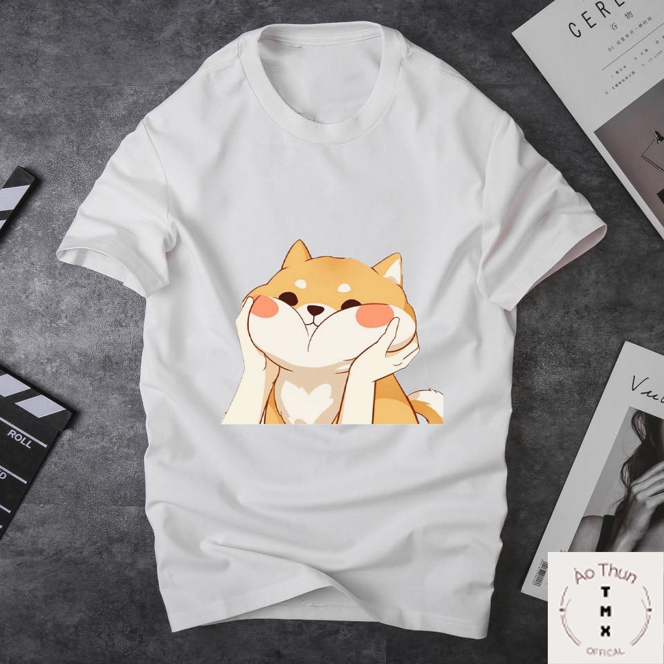 Áo Thun Tay Lỡ Form Rộng In Hình Chó Shiba Đẹp Cute Dễ Thương - Áo Phông Nam Nữ Chất Liệu Cotton TMX