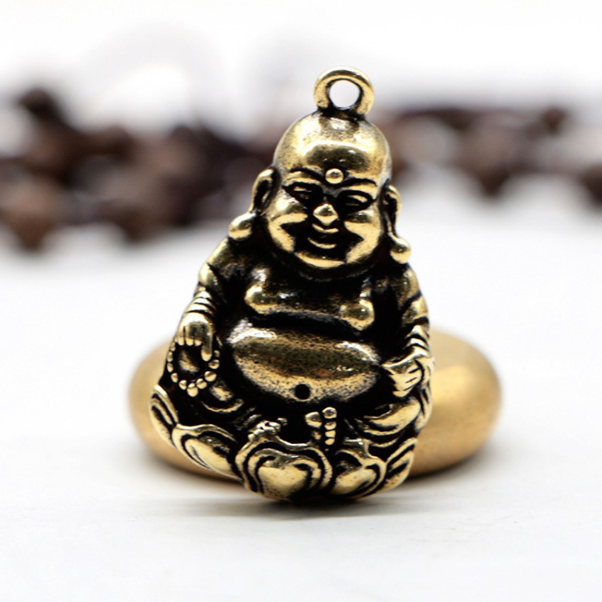 ️🏆️🏆️Tượng Phong Thủy -  Móc Khóa - Mặt Dây Chuyền Bằng  Đồng Thau Nguyên Chất Họa Tiết Phật Di Lạc May Mắn,Bình An