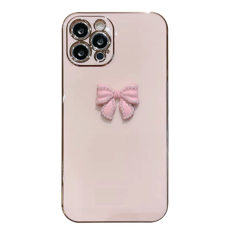 Ốp Điện Thoại tpu Mềm Mạ Điện Đính Nơ Cho iphone 14Proax 12 pro max 11 pro max xs max xr x 7 8 plus 7 plus 6 6s plus