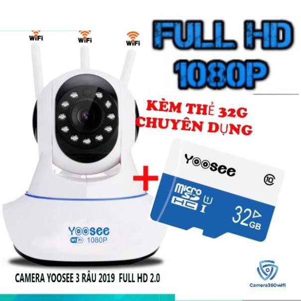 Camera Full HD 1080P Yoosee 3 râu 2.0 -  kèm thẻ nhớ 32GB