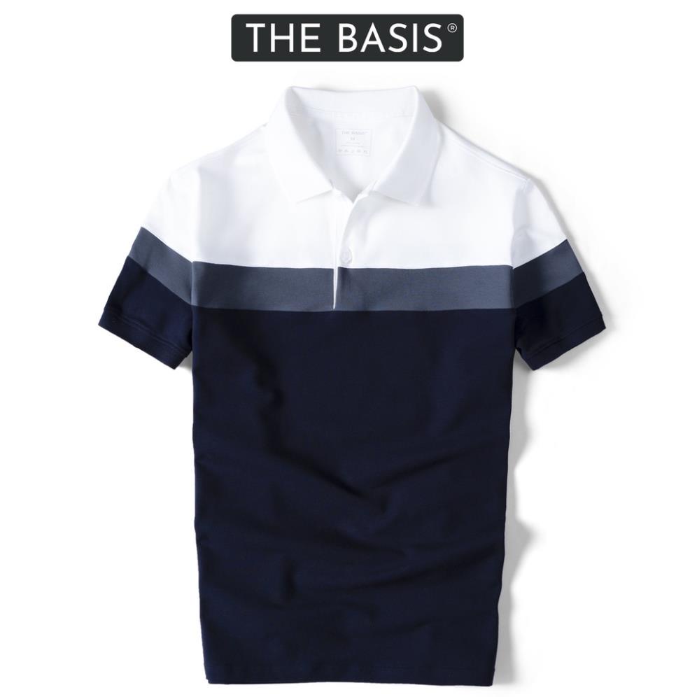 Áo thun Polo nam phối sọc BASIS, cotton cá sấu 100% cao cấp, Basis APL213 New !