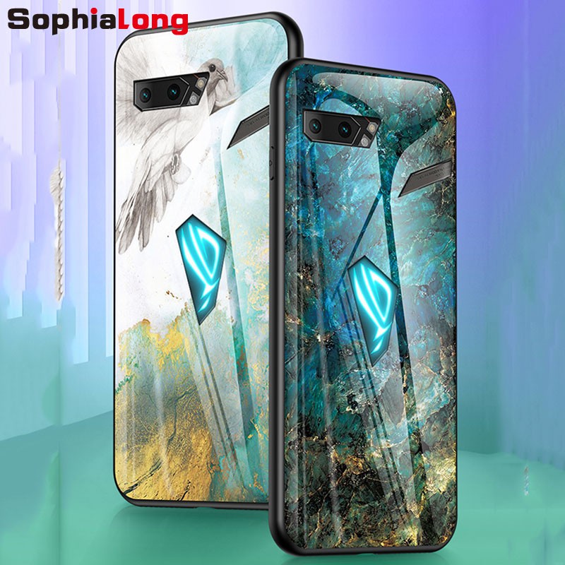 Ốp Điện Thoại Kính Cường Lực Cứng Họa Tiết Cẩm Thạch Cho ASUS ROG Phone II 3 5 Pro ASUS ROG 5 Ultimate Phone 3S ZS660kl ZS661KS