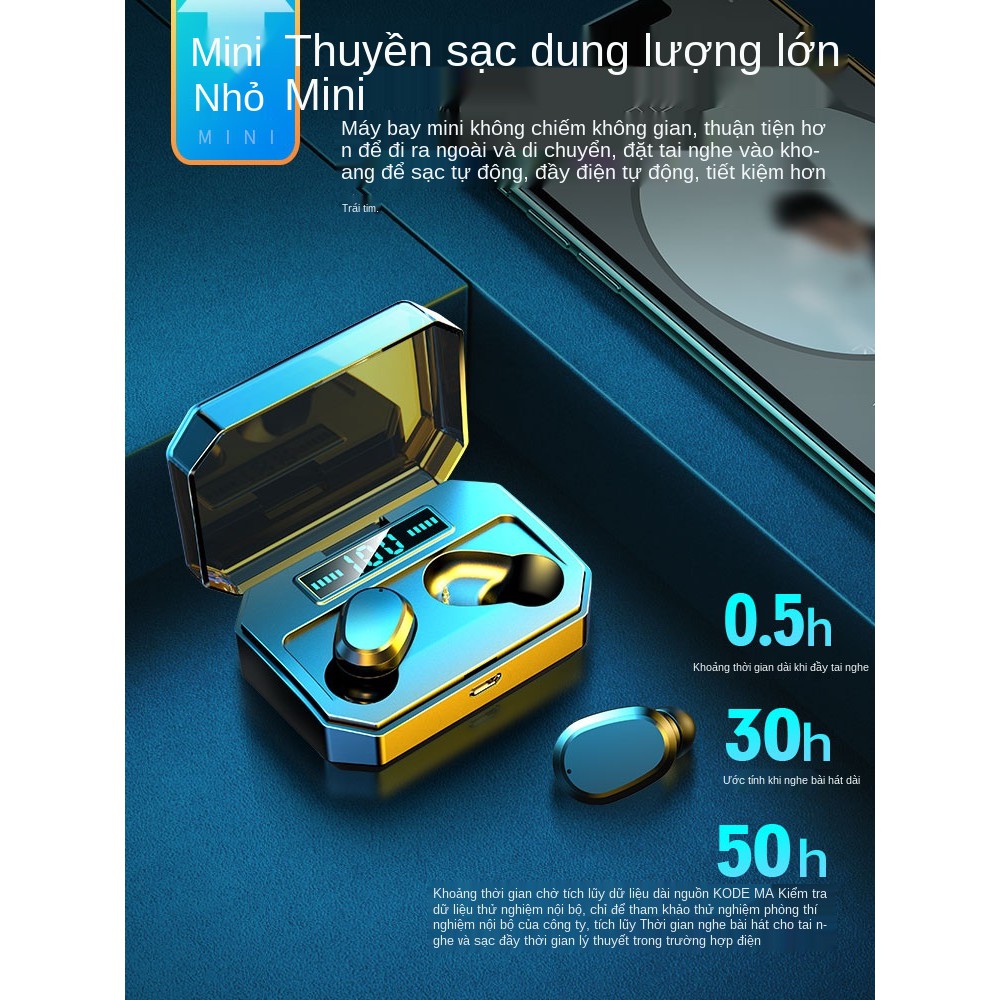 M8Thực Sự Không Dây Bluetooth, Tai Nghe Chụp Tai Thể Thao Chạy Bộ5.2In-ear Mini Vô Hình Tai Dự Phòng Dài Thời Lượng Pin 